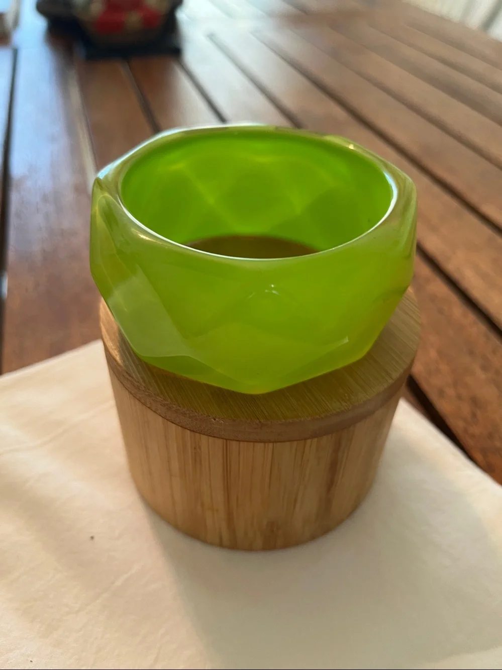Vibrant Chartreuse Faceted Resin Bangle